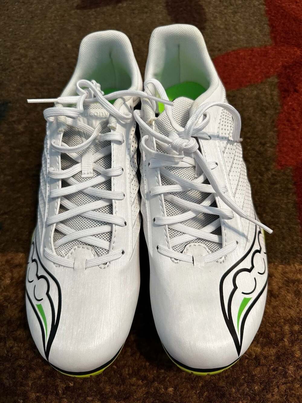 Saucony Spitfire 5 Track Shoes Size 8.5 White Neon Green Sprint Spikes